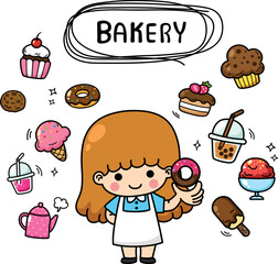 illustration isolated set cartoon bakery