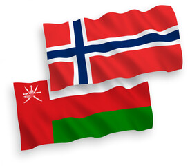 Fototapeta premium Flags of Norway and Sultanate of Oman on a white background