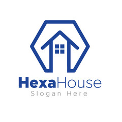 hexa house logo template vector design