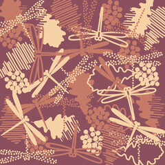 葉っぱとトンボのイラスト背景 © MisaoN