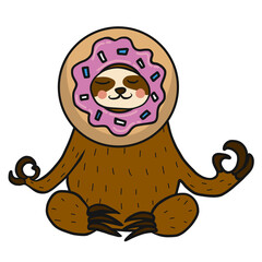 Obraz premium Sloth wear donut head cartoon illustration 