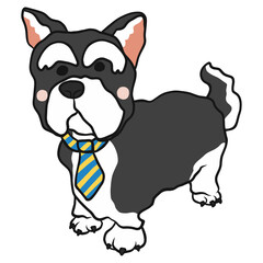 Gentleman Terrier dog wear necktie cartoon illustration