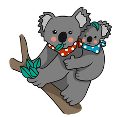 Mother and baby koala cartoon illustration