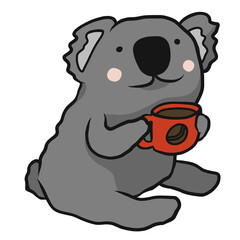 Koala drink coffee cartoon illustration