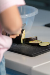 cutting vegetables for grilling