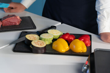 cutting vegetables for grilling