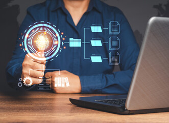 Close-up of finger scan a fingerprint biometric identity to access personal data