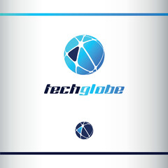 The Blue Sphere Logo. Abstract Globe With Arrow. Logo Design Template