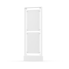 Blank poster stand mockup template on isolated white background, ready for your design and branding, 3d illustration.
