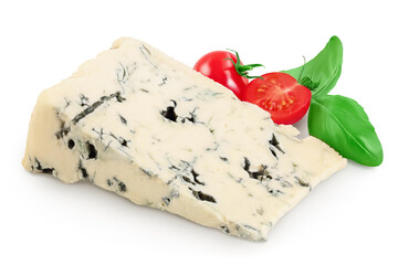Blue cheese gorgonzola isolated on white background with full depth of field.