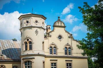 Obraz premium A palace and park complex from the nineteenth eclectic style. Przyszowice, Poland
