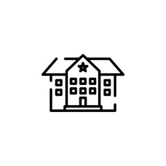 Hotel, Apartment, Townhouse, Residential Dotted Line Icon Vector Illustration Logo Template. Suitable For Many Purposes.