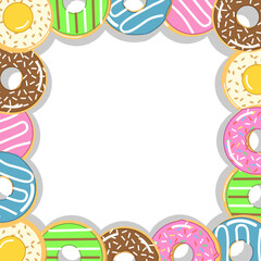Fototapeta na wymiar Donut food illustration frame background