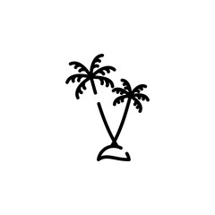 Palm, Coconut, Tree, Island, Beach Dotted Line Icon Vector Illustration Logo Template. Suitable For Many Purposes.