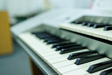 double step electone keyboard, music instrument in music classroom.