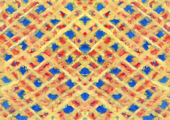 abstract checkered creative pattern as background, hand drawn artwork, watercolor on paper