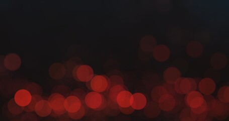 Bokeh light overlay. Blur circles texture. Festive flare. Defocused red color round bubbles on dark...