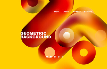 Website landing page abstract geometric background. Circles and round shapes. Web page for website or mobile app wallpaper