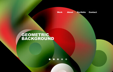 Website landing page abstract geometric background. Circles and round shapes. Web page for website or mobile app wallpaper