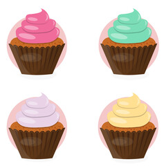 Cupcake, fairy cake.  realistic vector cakes set, muffins set