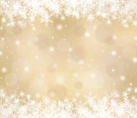 光と雪の結晶ー眩しくキラキラ輝くゴールドの背景イラスト素材