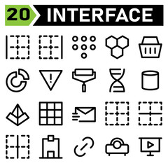 User interface icon set include left, border, cell, table, spreadsheet, user interface, right, dial pad, keypad, touch, numbers, hive, bee, nature, honey, basket, shopping, cart, e commerce, pie,chart