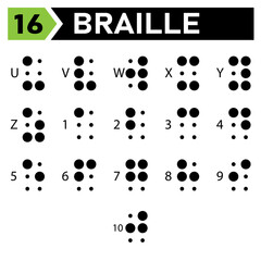 braille alphabet icon set include a to z