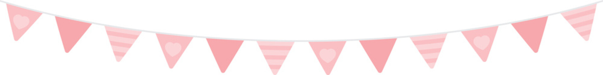 Cute pink triangle party bunting. Baby and kids party decoration. Flat design illustration.	