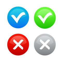 Yes - No colorful round Vector icons, OK and X illustration for web, mobile apps and prints.