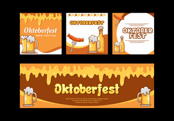 Oktoberfest social media flat banner design