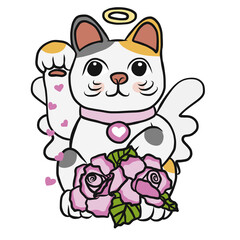 Lucky cat (Maneki Neko) god of love cartoon 