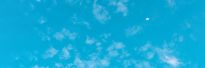 Fototapeta na wymiar BANNER Atmosphere panorama white clouds azure blue sky Background summer open air tenderness freedom