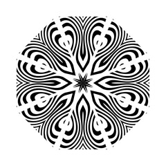 illustration vector graphic of abstract background. Decorative round ornament with a shiny silver color. mandala background.Sacred Geometry Cube Line Art. illusion.black mandala with white background.
