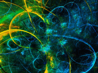 blue and green abstract fractal background 3d rendering illustration