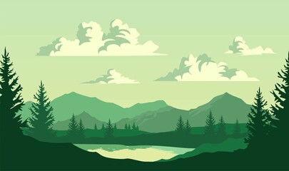 Fototapeta na wymiar landscape with trees and mountains