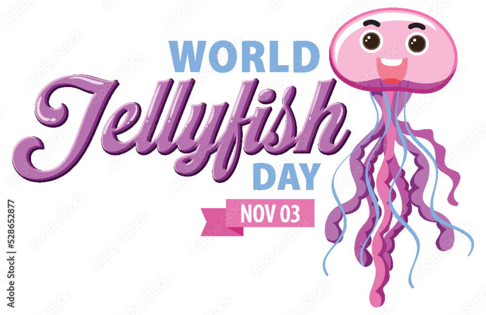 Sticker World Jellyfish Day Banner Design