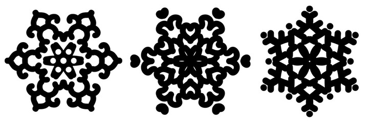Snowflake black vector icons isolated on white background, Christmas snowflake concept