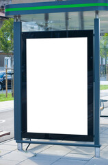 Outdoor advertising billboard at the bus stop.