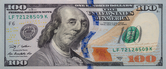 old distorted 100 dollar banknote for