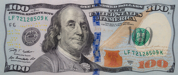 old distorted 100 dollar banknote for