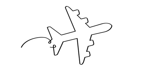 Drawing soaring air plane line path. Take Off airplane, flight route with start point. Vector aircraft sign. Location pointer. Tracking, vacation, holliday. Travel pointer navigation. Tourism. 