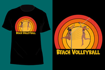 Beach Volleyball T Shirt Design Retro Vintage