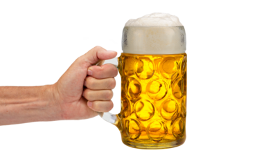 Maßkrug mit Bier auf dem Oktoberfest in München