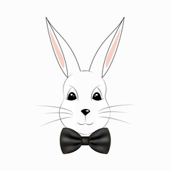 Cute bunny with black bow tie