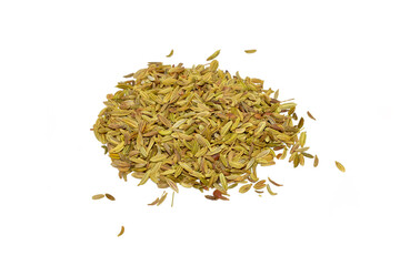 Dried fennel seed isolated on white background
