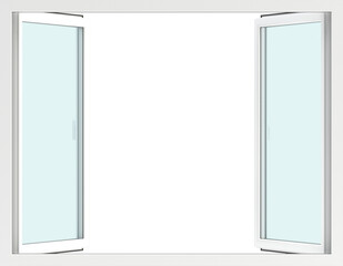 Open window isolated on white, 3d illustration