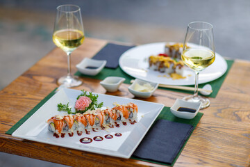 epicure, isolated, snack, tradition, vegetable, sushi, food, fish, seafood, meal, chopstick, dinner, rice, salmon, sashimi, horizontal, japanese, photography, lunch, freshness, color image, japanese f