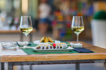 epicure, isolated, snack, tradition, vegetable, sushi, food, fish, seafood, meal, chopstick, dinner, rice, salmon, sashimi, horizontal, japanese, photography, lunch, freshness, color image, japanese f