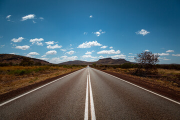 Straight endless empty road in the desert in Australia