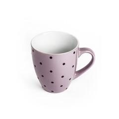 Purple dotted tea cup isolated on white background